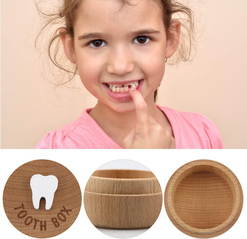 freespace Tooth Fairy Box 3D Carved Wooden Box Souvenir Dropped Tooth Keepsake Storage Box Gift for Boy or Girl (2pcs Tooth Box) - Image 5